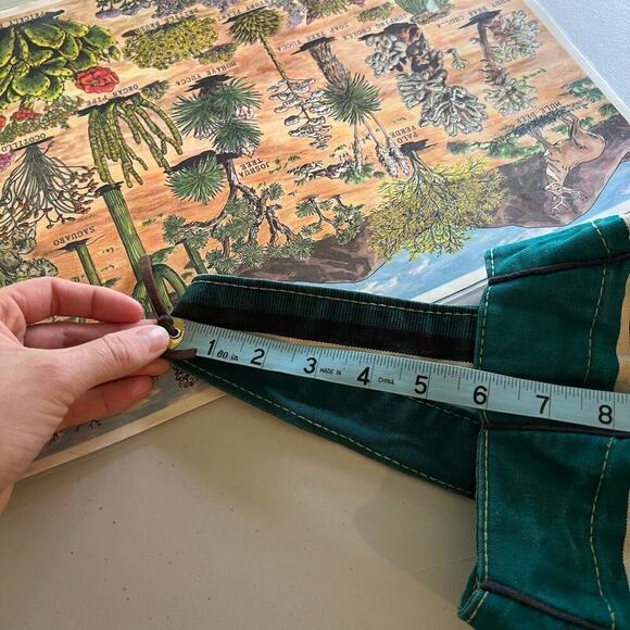 Handmade Vintage 90s Green Southwestern Tapestry Round Bucket Bag - Picture 12 of 16